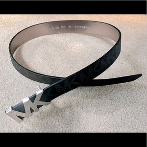 Michael Kors | Logo Belt 553378 | Black | Medium | Black Silver | Faux Leather